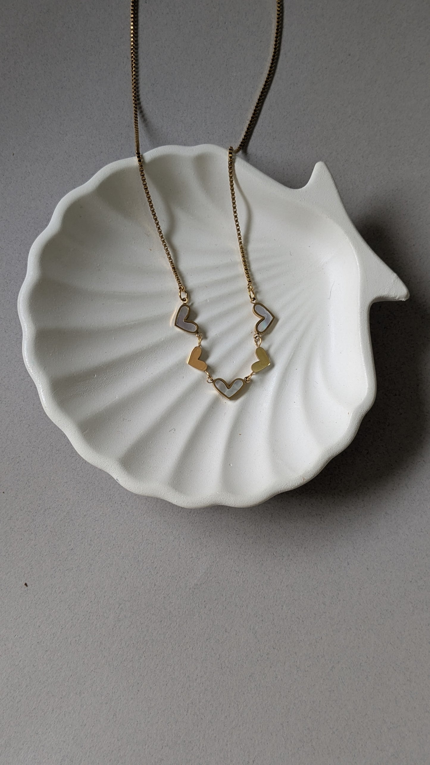 Anti tarnish multi heart necklace