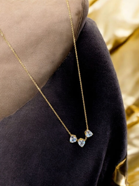Anti tarnish Heart shape diamond pendant chain necklace