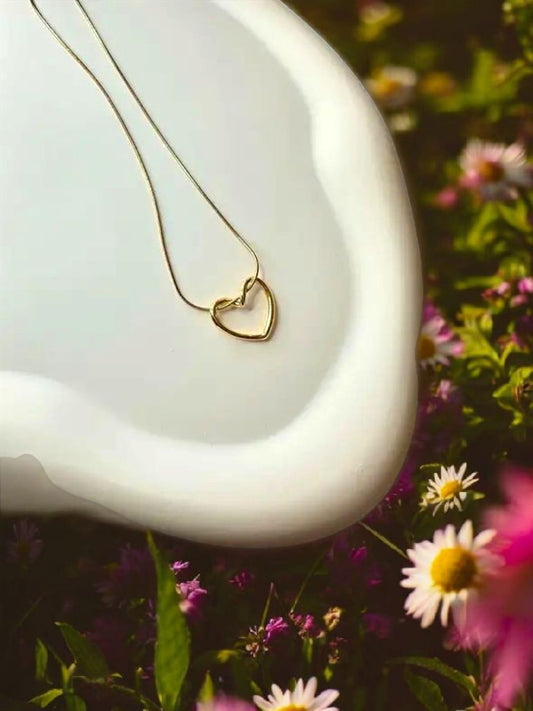 Anti tarnish heart pendant chain necklace