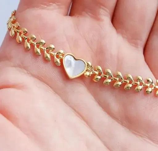 White Heart Chain Bracelet