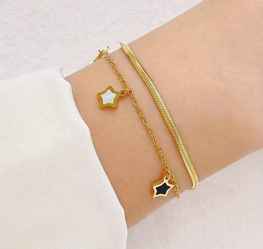 Star charm double layer chain bracelet