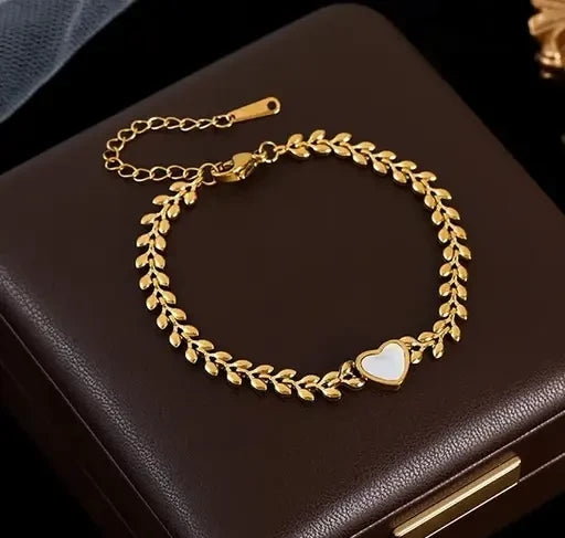 White Heart Chain Bracelet