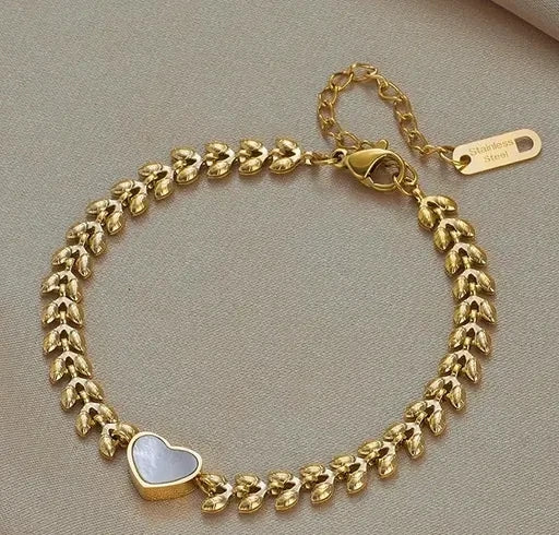White Heart Chain Bracelet